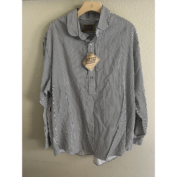Black White Stripe Shiloh shirt Mens western cowboy costume Frontier Classics L - Picture 1 of 5